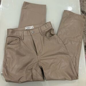 Abercrombie & Fitch Beige Faux Leather Pants